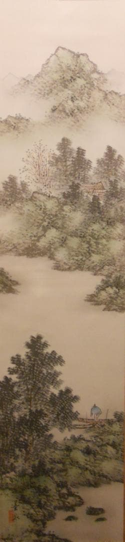 掛け軸 墨泉 清渓雅趣図 絹本 希少 軸装 茶道具 掛軸 美品 です。