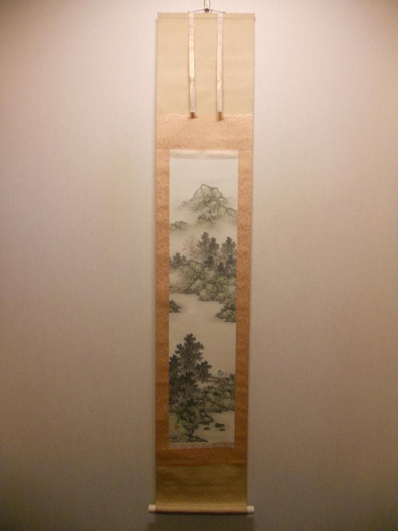 掛け軸 墨泉 清渓雅趣図 絹本 希少 軸装 茶道具 掛軸 美品 です。