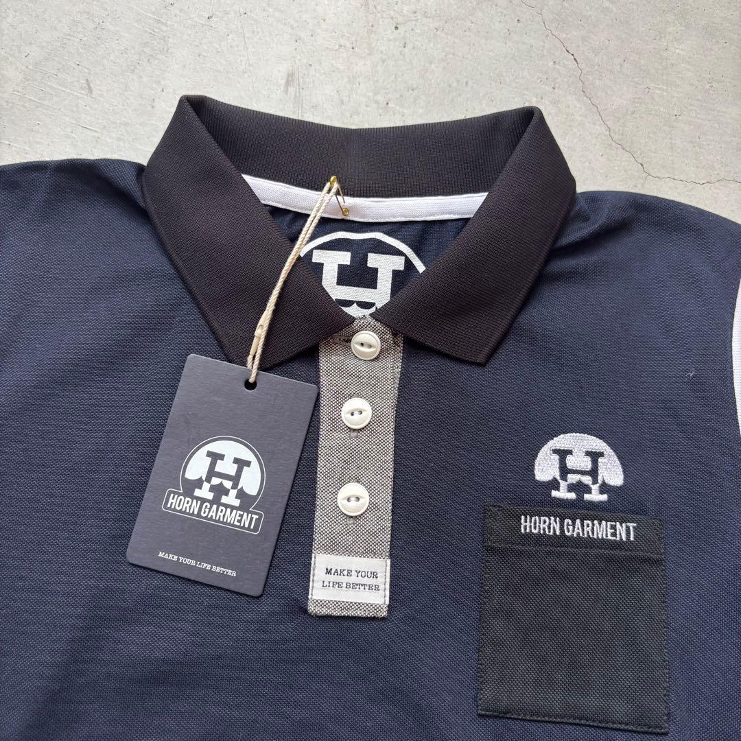 【新品タグ】HORN GARMENT ホーンガーメント 切替 長袖ポロシャツ M