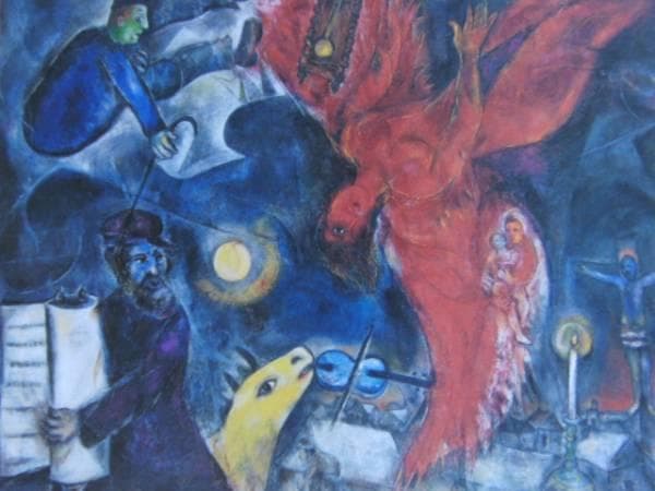 シャガール、天使の堕落、希少画集画、新品高級額付