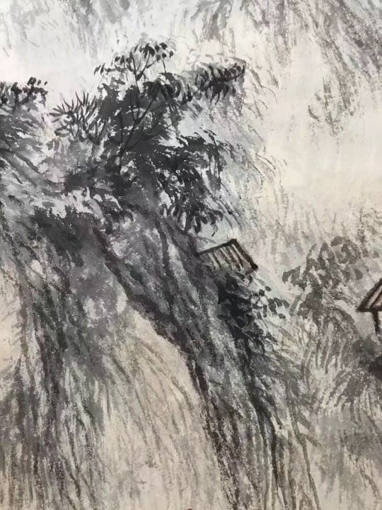 中国美術 紙本 山水画 掛軸