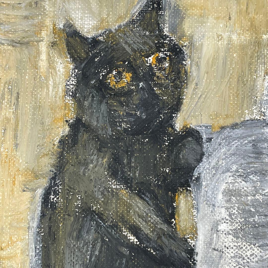 【ブラッキー】絵画 猫 Kuku