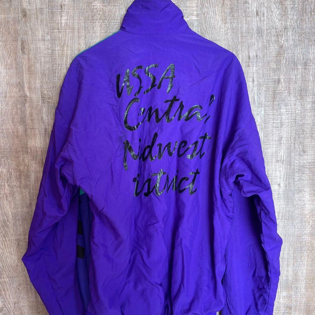 VOmax サイクルジャケット XL 紫×エメラルド ナイロン×裏起毛 USA製