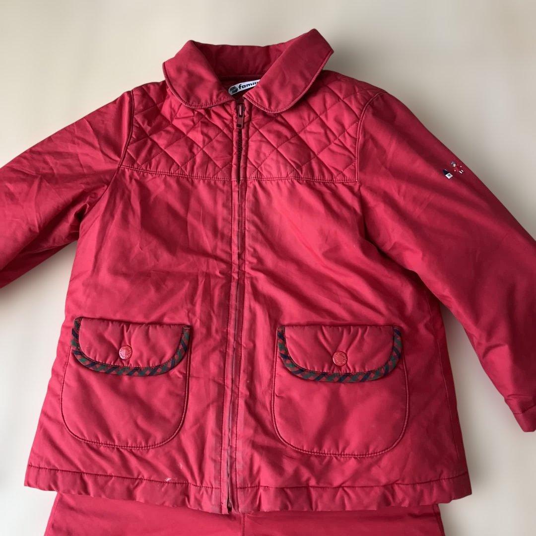 ファミリア　中綿スキーウェア　雪遊びウェア　防寒着セットアップ　100cm