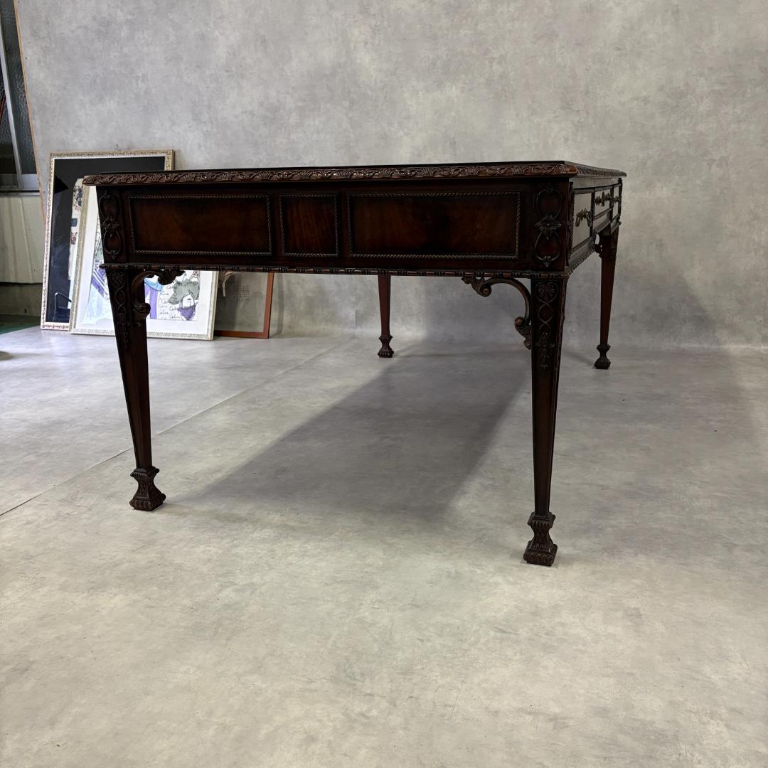 アンティーク デスク レザートップ 英国クラシック 木製