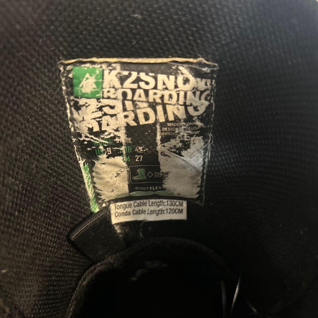 k2クィッカースノーボードブーツ ブラック ダイヤル式27.0cm