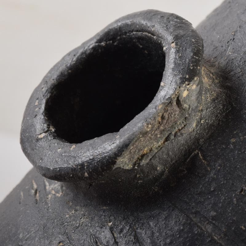 朝鮮美術　須恵器　新羅土器　新羅無細土　壷　時代箱付　C　8040A