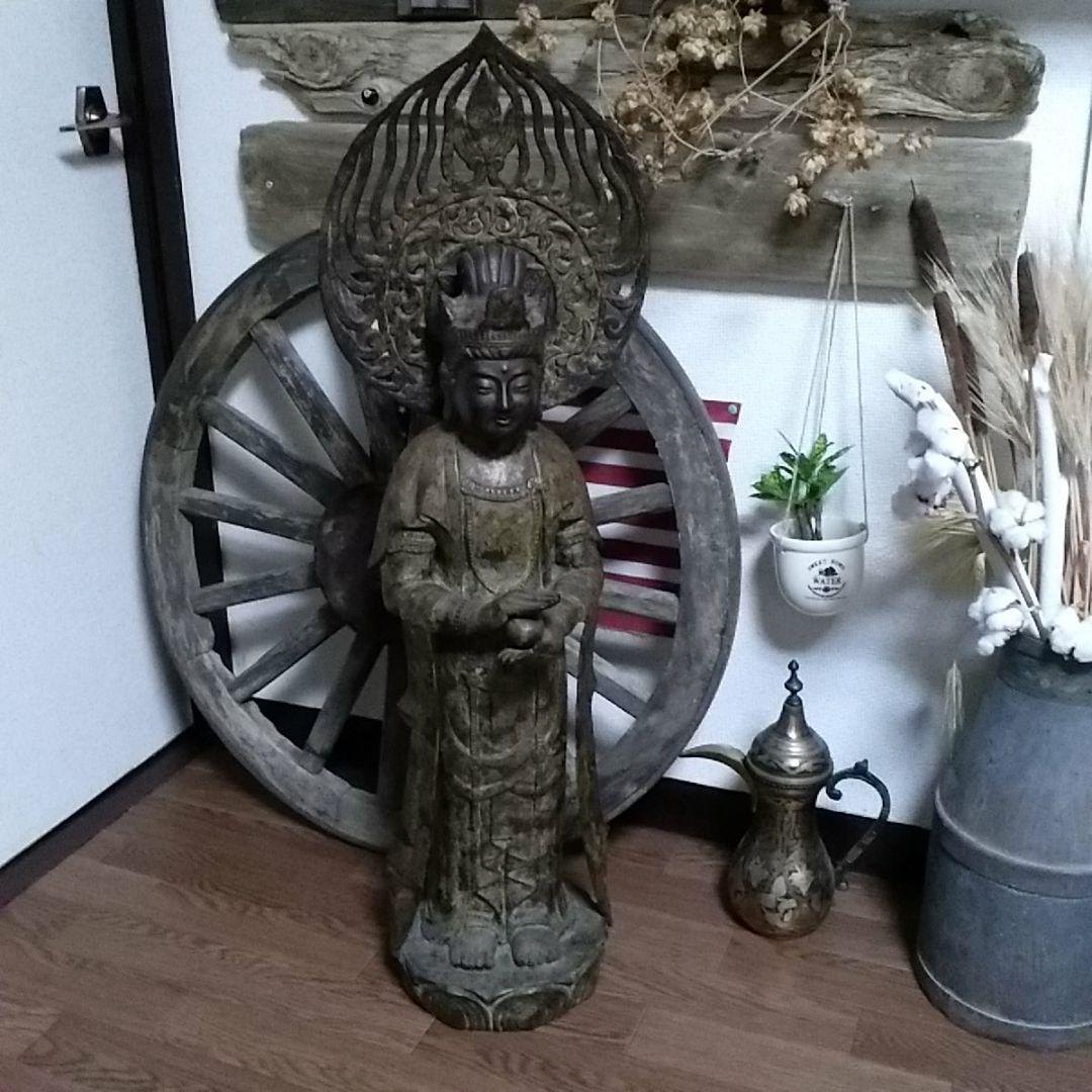 古い仏像/観音像　95センチ