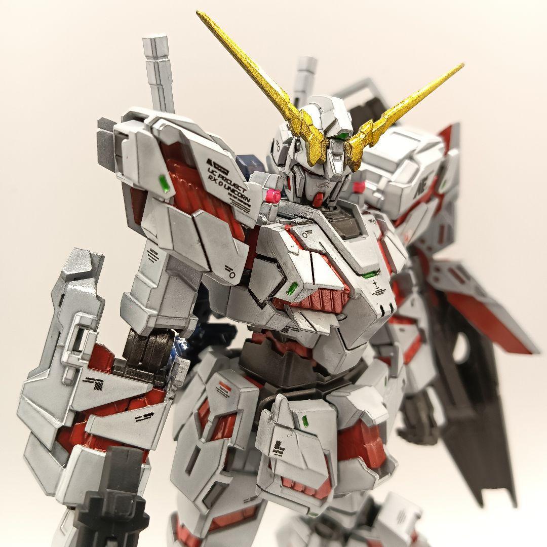 HGユニコーンガンダム、チタニウムフィニッシュ風全塗装完成品