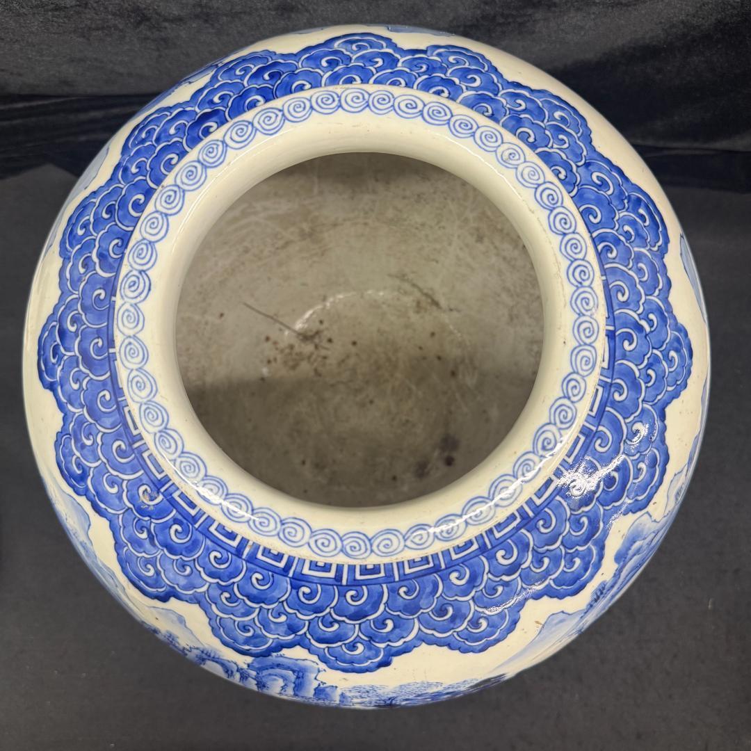 希少！肥前有田　金作製　花瓶　　名工　大正時代　時代物染付 山水青花