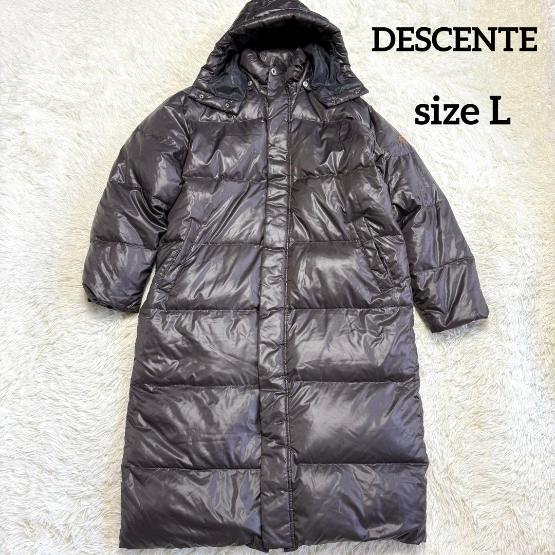 【デサント】美品 ベンチコート ダウン ブラウン Lサイズ メンズ