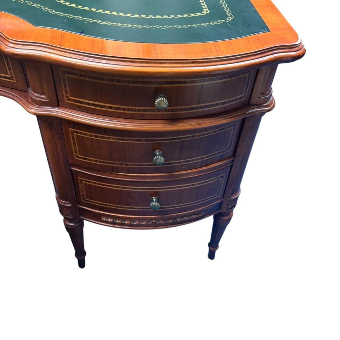 限定配送 書斎机 キドニーデスク 椅子セット マホガニー材 イタリア製 羽 F