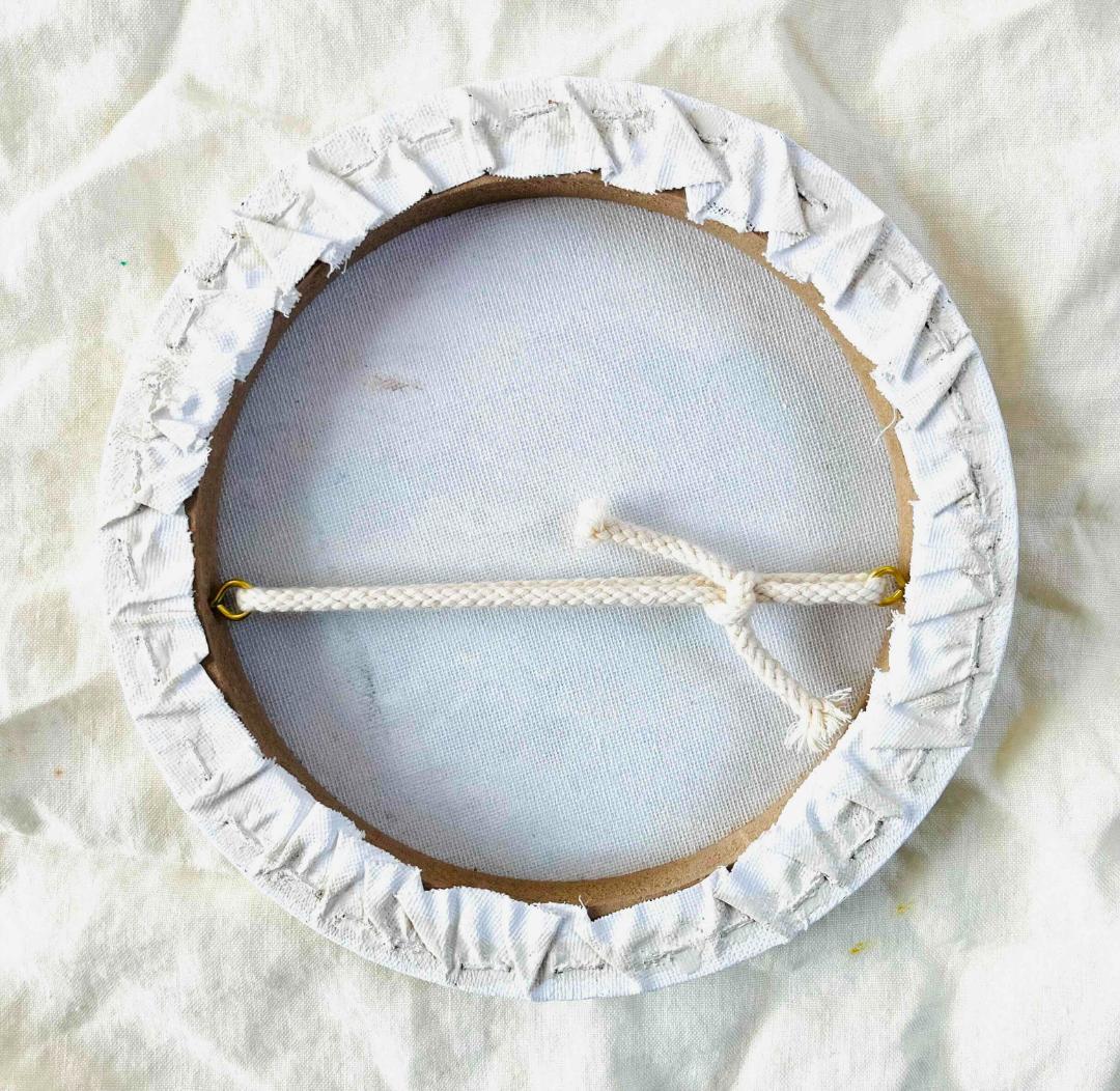 絵画 『ペロ』原画 油彩 直径20cm　犬　DOG 絵画 丸形アートパネル