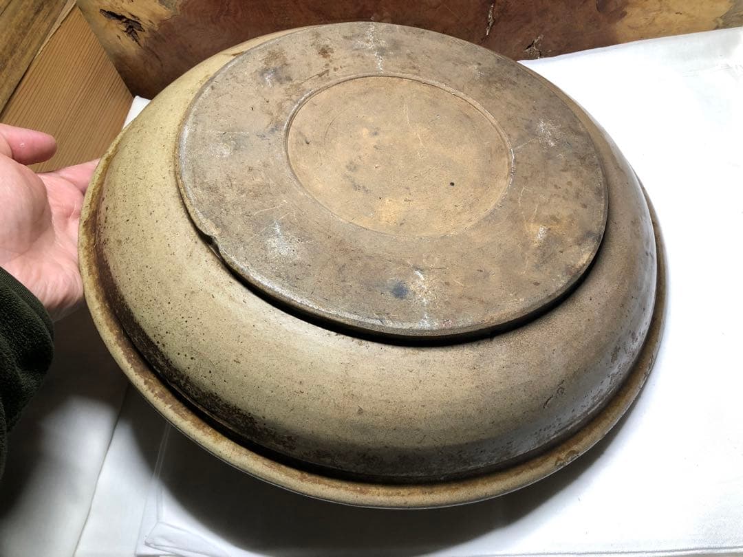 古瀬戸 大皿。石皿。骨董品。古美術。希少品。舊家藏出。江戸時代。
