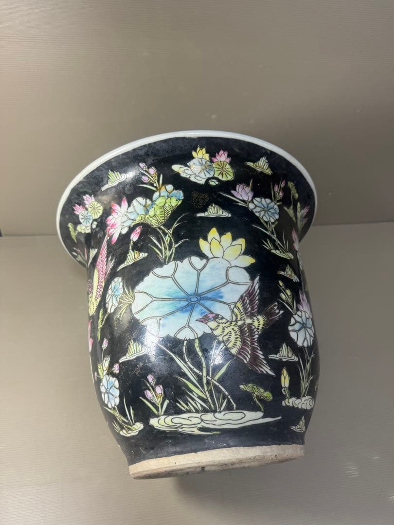 2609 中国骨董　花鳥文　鉢　植木鉢　時代物