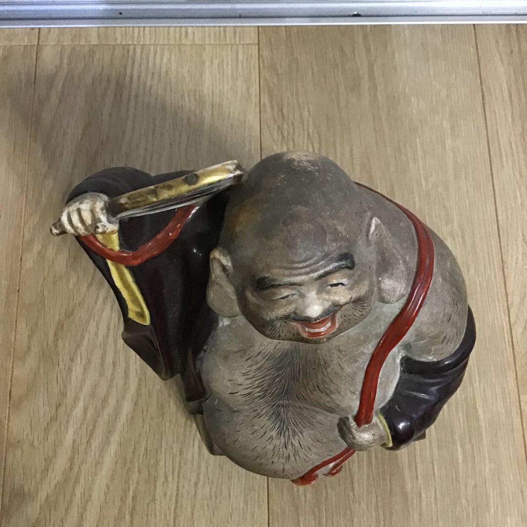 明治時代　九谷焼　布袋様　布袋さま　置物　縁起物　招福　商売繁盛