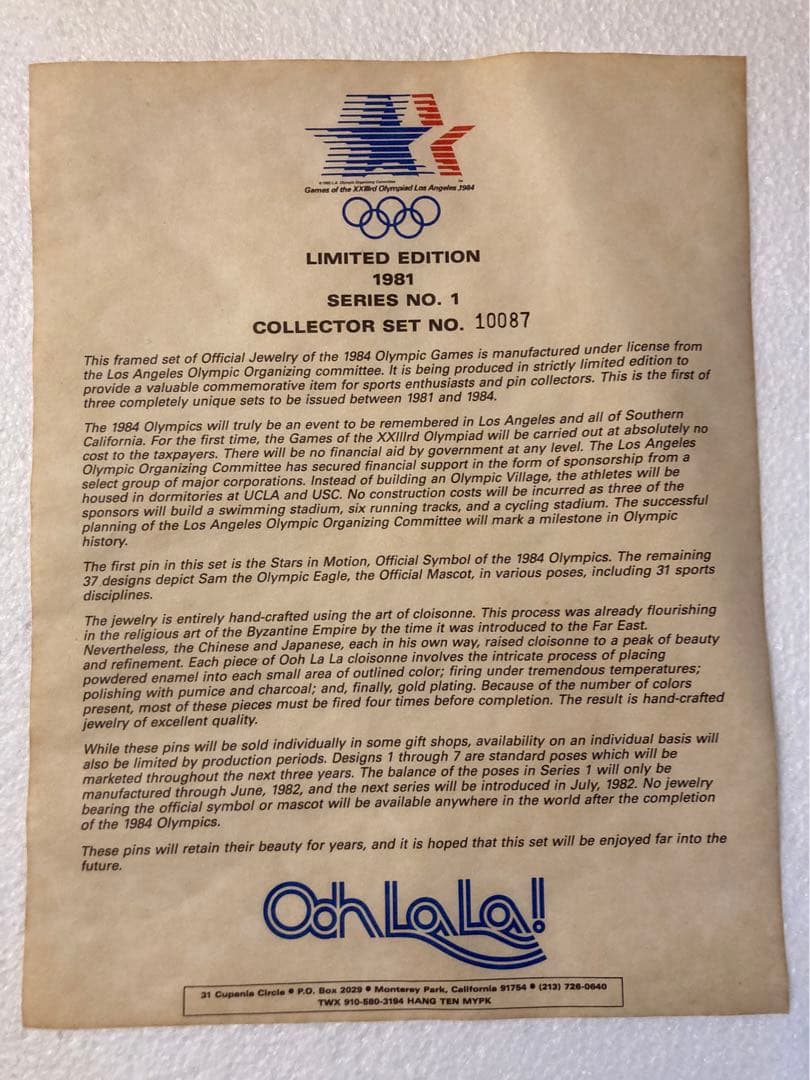ロサンゼルス　ロスオリンピック　コレクターズ　ピン　バッジ