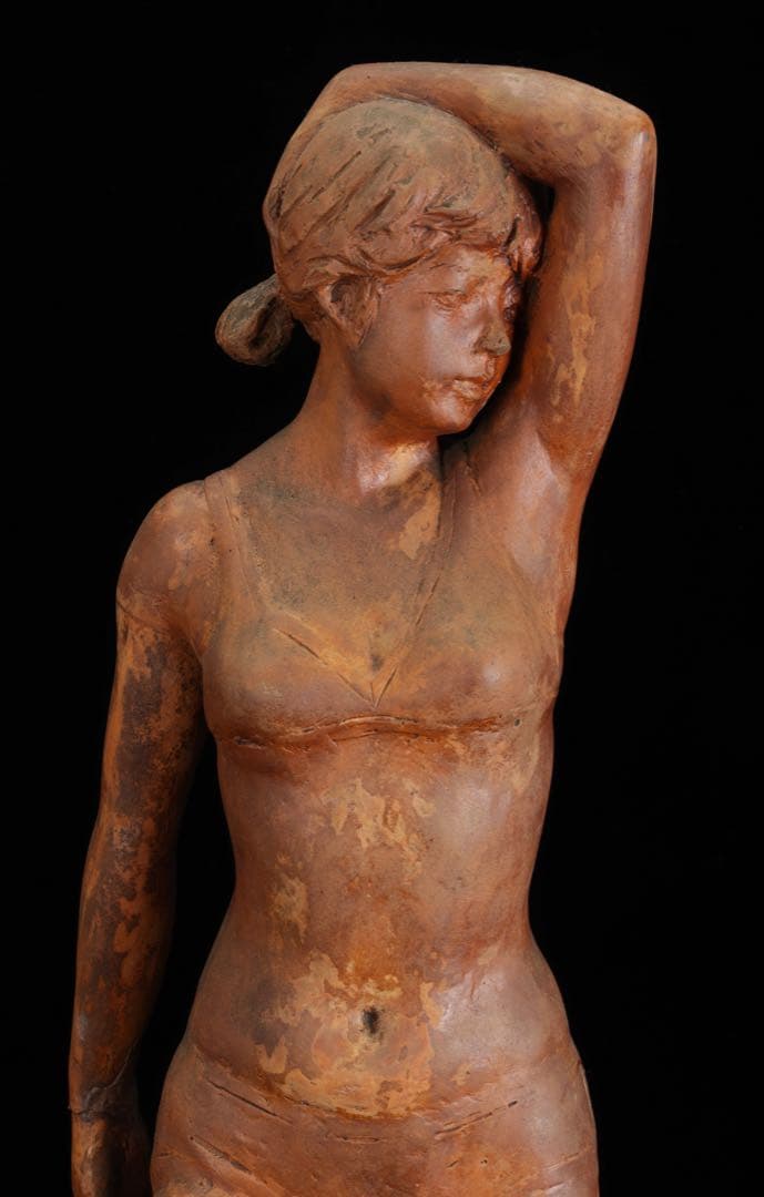 彫刻家【林昭三】石膏 少女像 高さ52㎝ 女性像 人物像 彫刻 美術品 日展会員