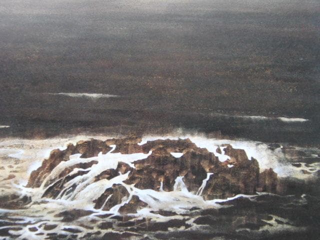 中島虎威、【海音】、希少な額装用画集画、新品高級額 額装付、状態良好