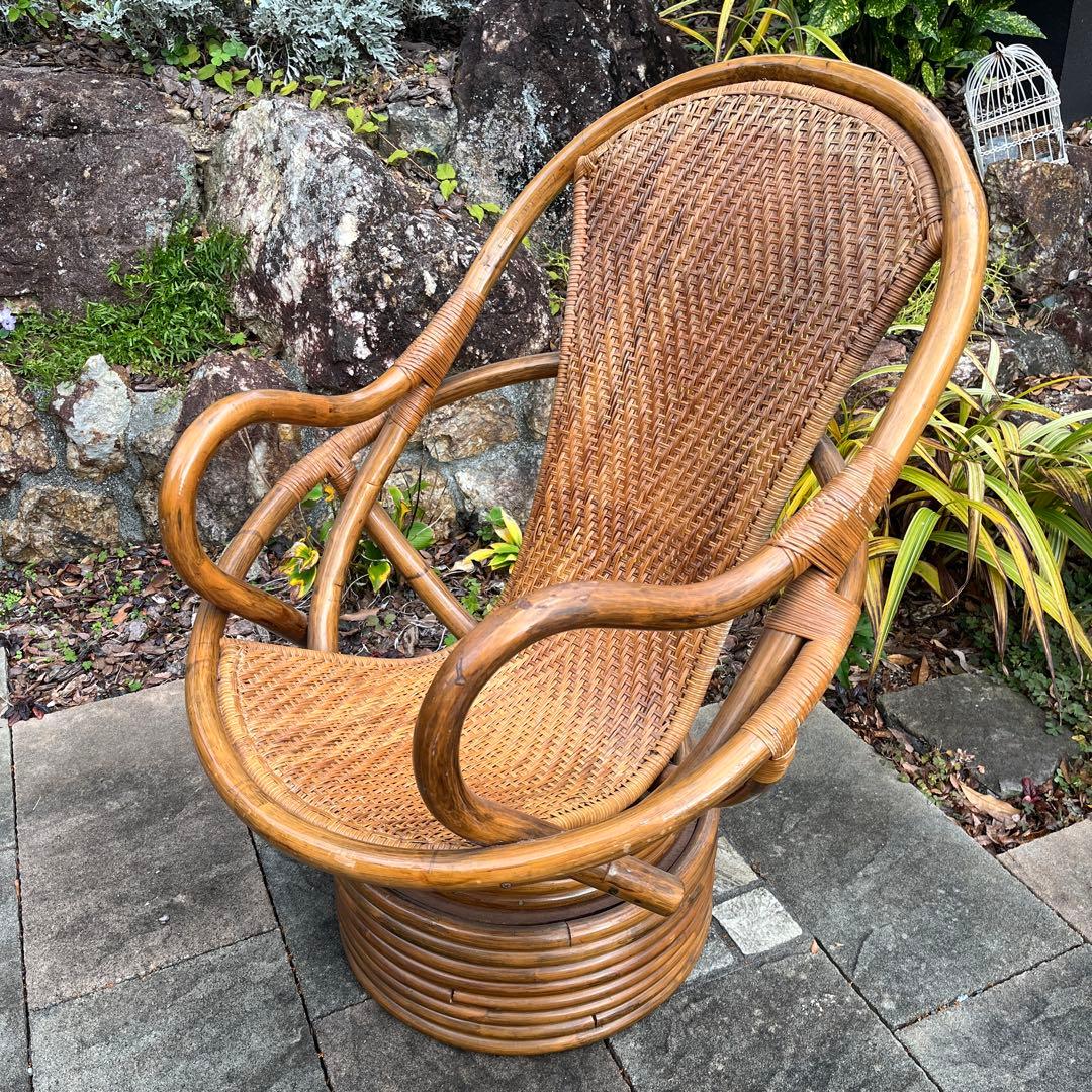 ラタン製 モダン 円形リラックスチェア