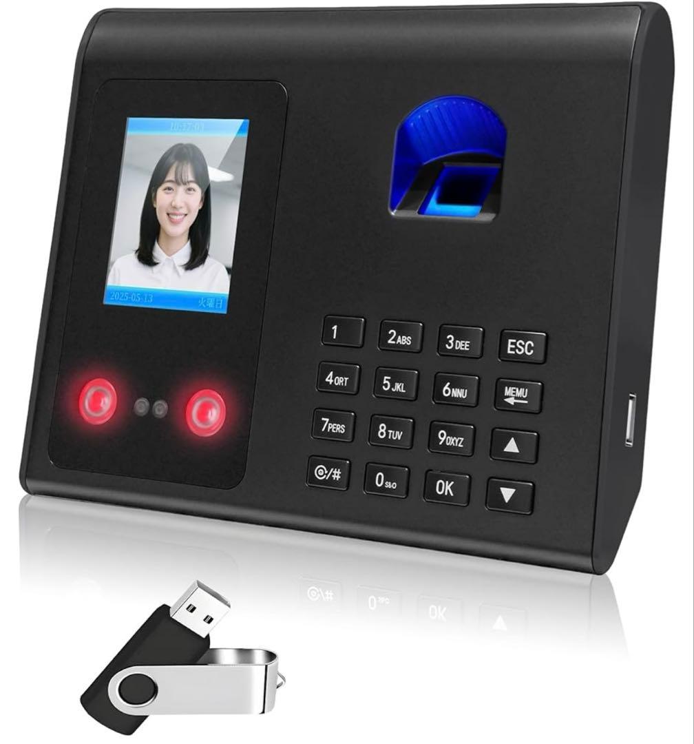 タイム カード 機械 指紋認識 顔認識 パスワード認証 8GB USB付き