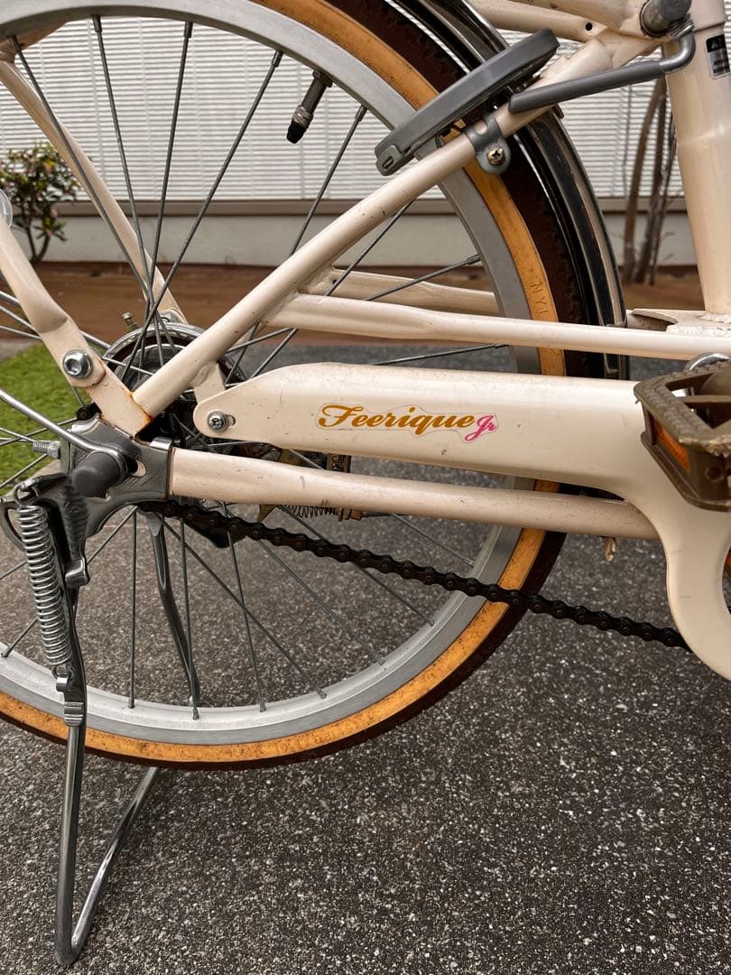 【Ki※】アサヒサイクル　女の子　クリーム色 20インチ 前カゴ付き