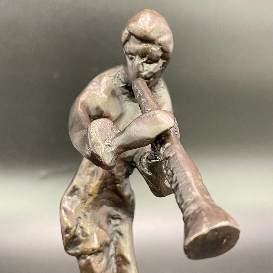 ブロンズ像 フルートを持つ人物像 ミッドセンチュリーモダン 抽象彫刻 SB17