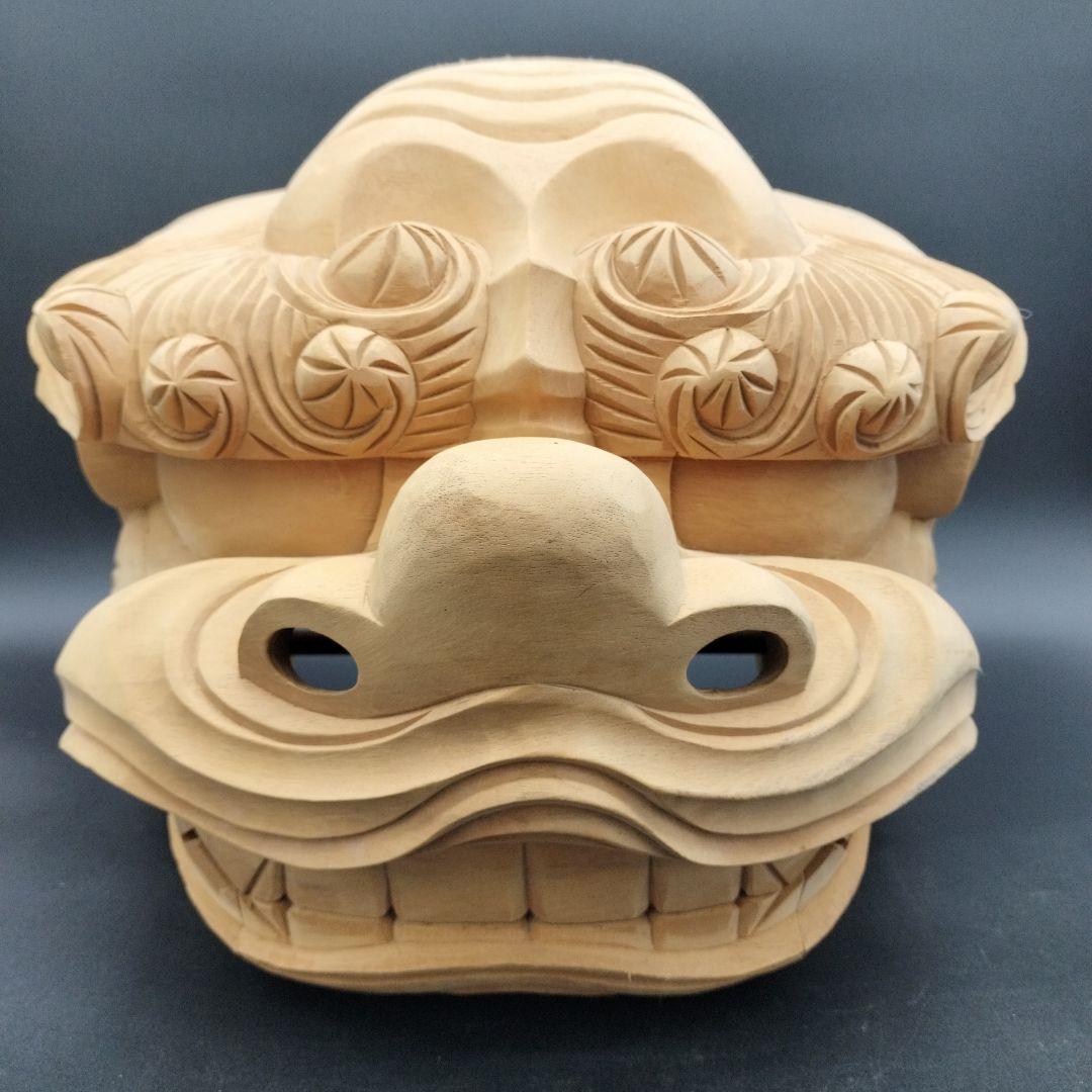 木製 獅子頭 彫刻