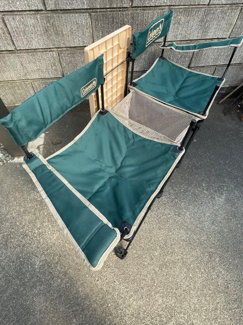 Coleman二人掛けアウトドアテーブルチェア一体型荷物入れ付秋キャンプおまけ付