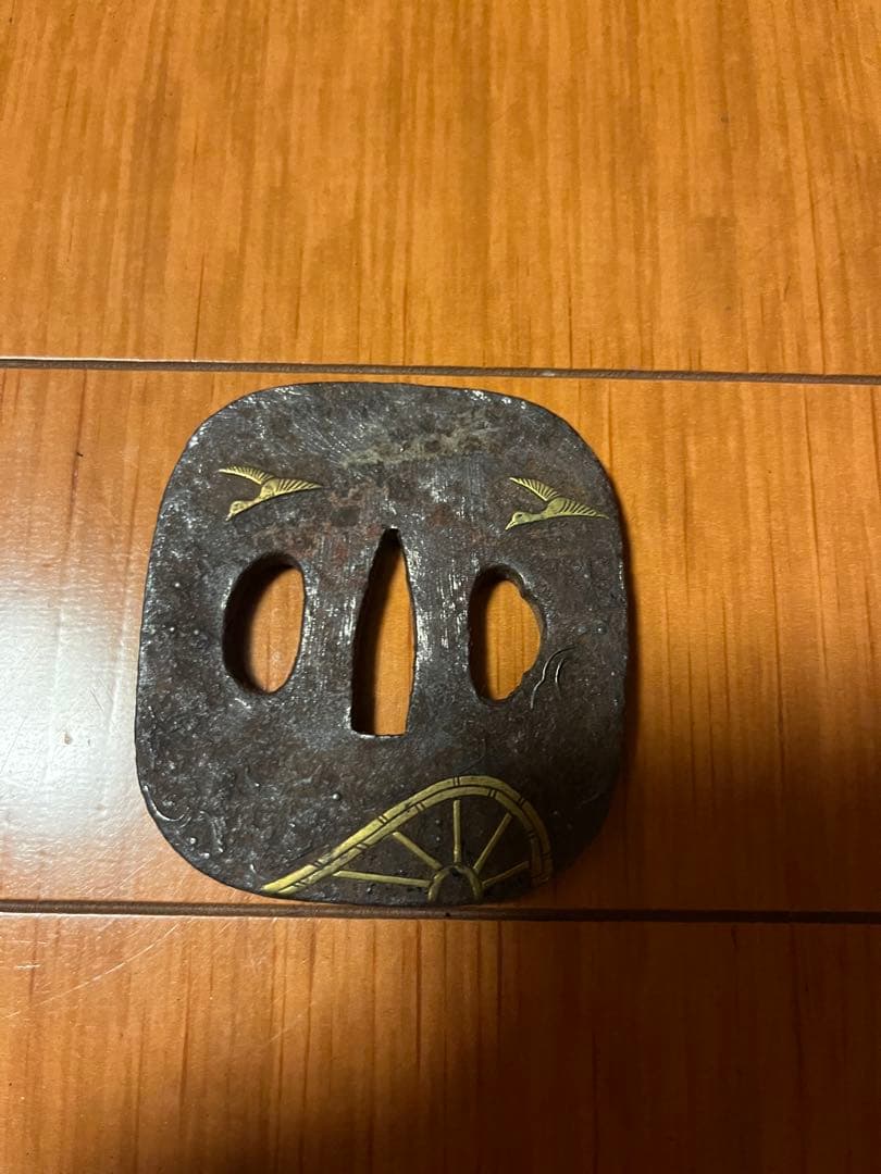 金属製 鍔 二羽の鳥 車輪デザイン