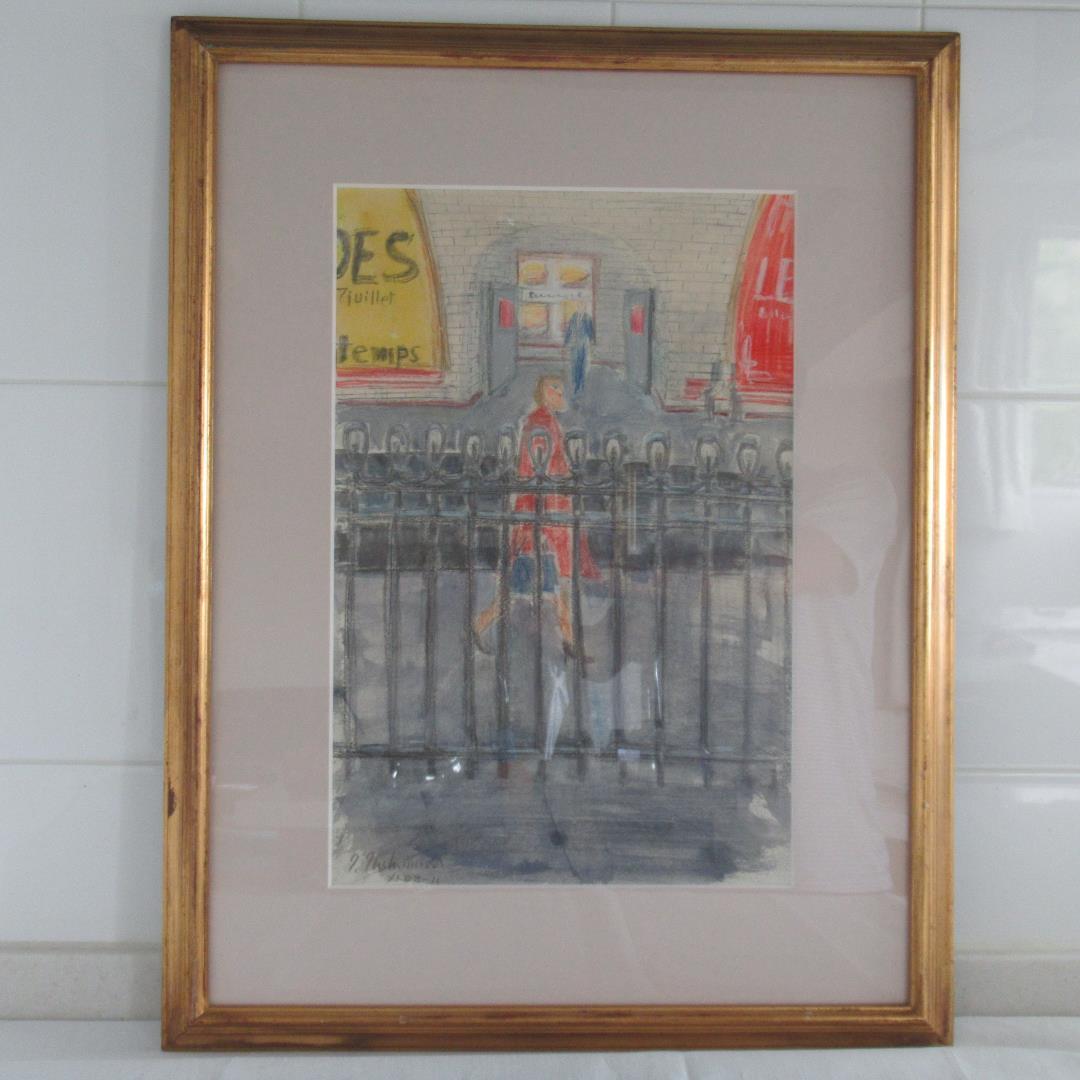 西村功　「メトロホーム」　 水彩・コンテ　大判　安井賞作家