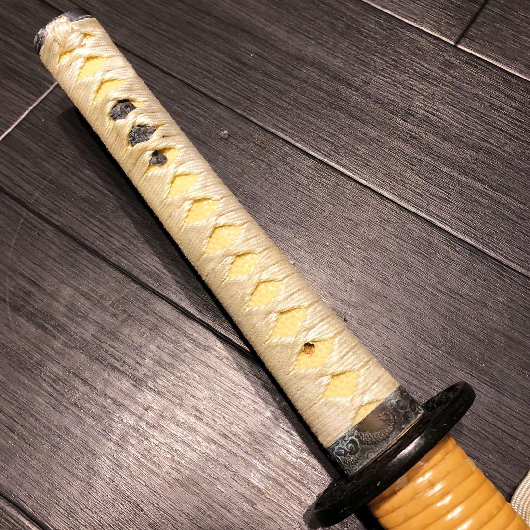 高級模造刀　籐巻拵え　居合刀　藤巻鞘　白拵え　合金　籐巻柄　重みあり