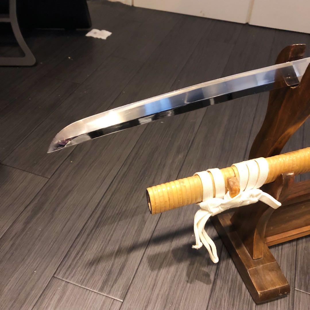 高級模造刀　籐巻拵え　居合刀　藤巻鞘　白拵え　合金　籐巻柄　重みあり