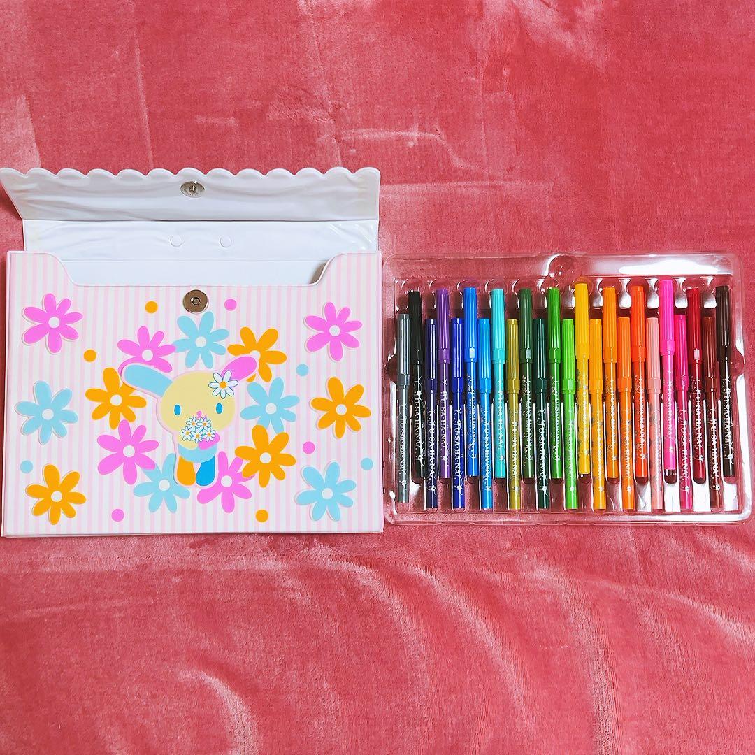 希少レア　ウサハナ　カラーペンセット　バッグ　2004年製　サンリオ　平成レトロ