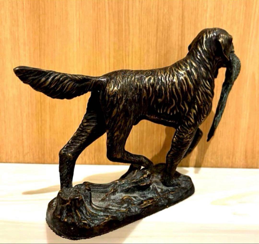 【平安時代蔵出し】ゴールデンリトリバー 犬 置物 骨董品 時代物K24 純金？