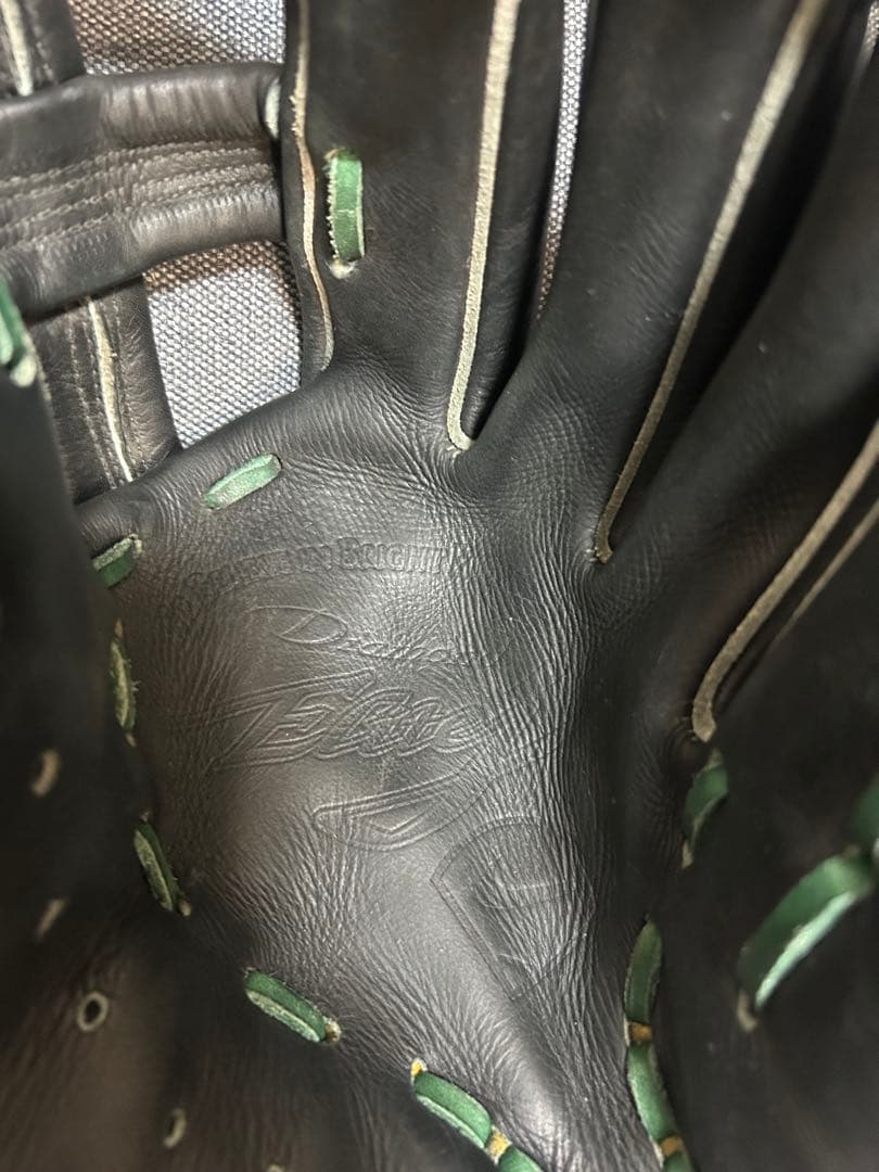 NIKE 硬式グローブ 黒/緑 Diamond Elite j 輝 中古 激シブ