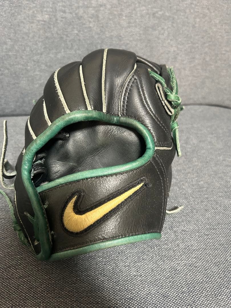 NIKE 硬式グローブ 黒/緑 Diamond Elite j 輝 中古 激シブ