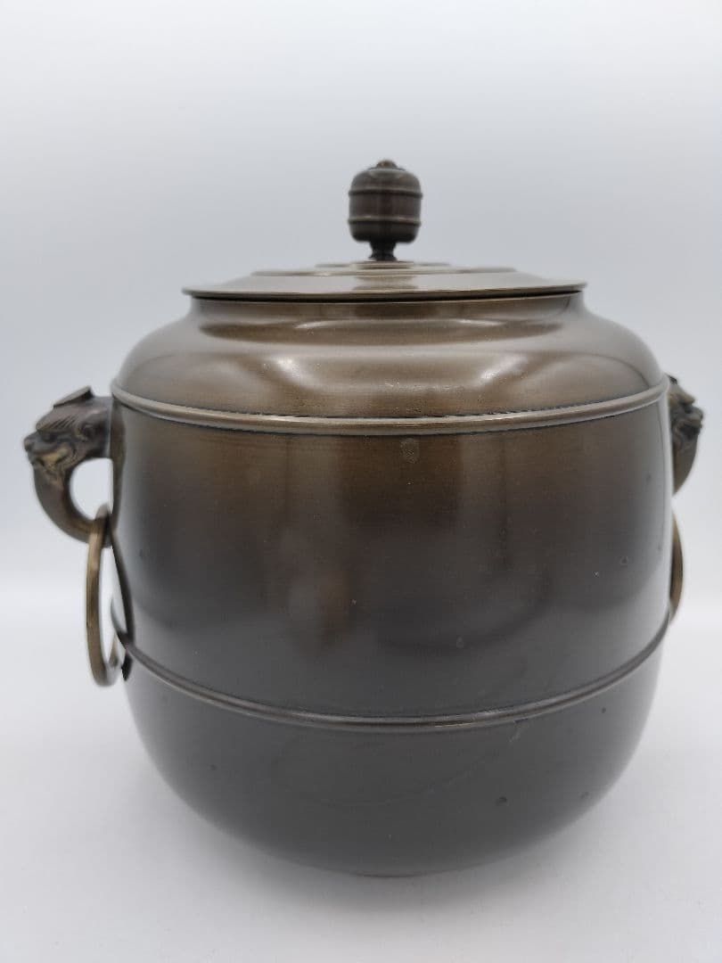 c393 唐銅皆具 利休好 金森浄栄 木箱 茶道具 古物