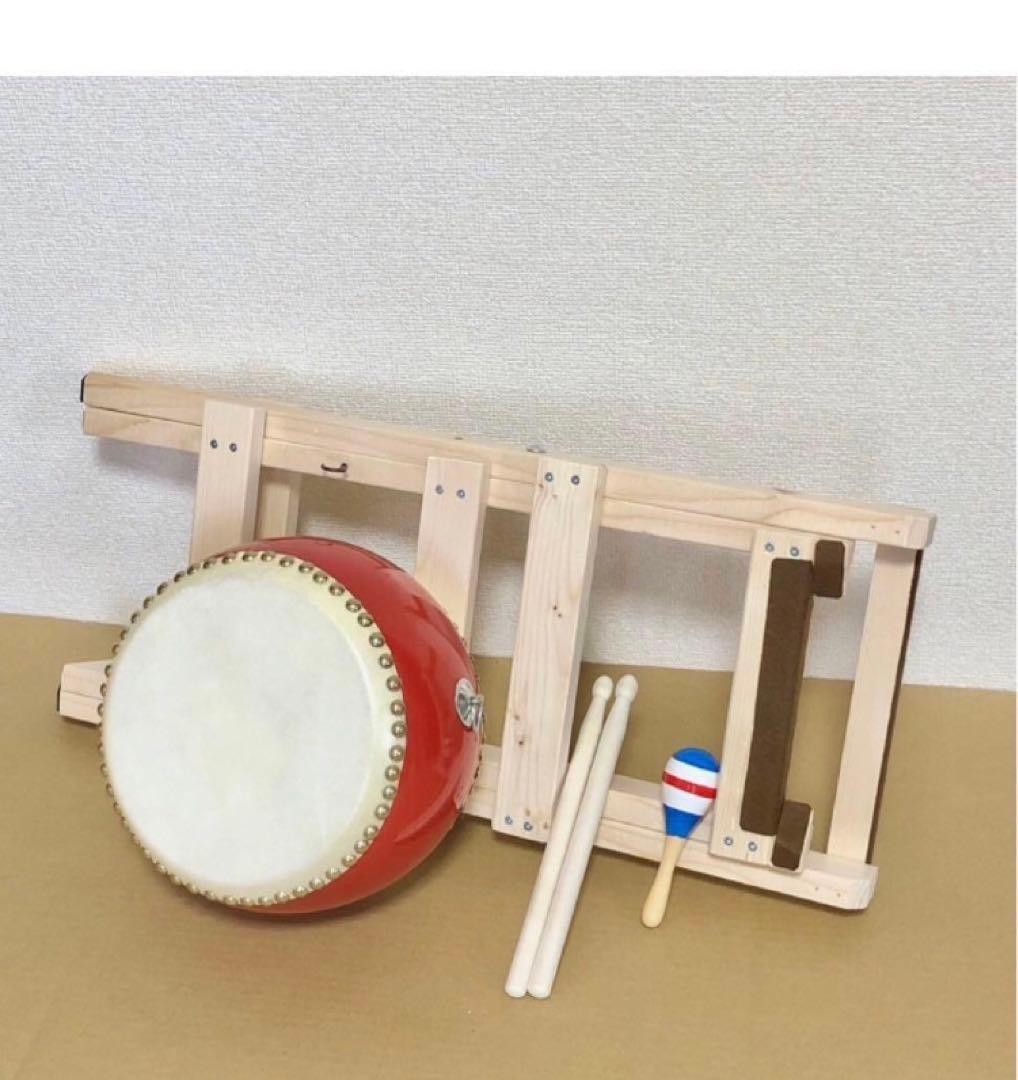 太鼓と太鼓台セット【キッズ和太鼓】 《太鼓寸法: 直径24cm 中型6インチ》