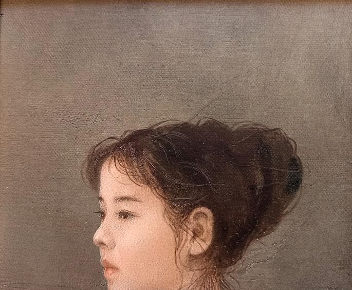 藤井勉　「少女　華」　0号　油彩画　　真筆