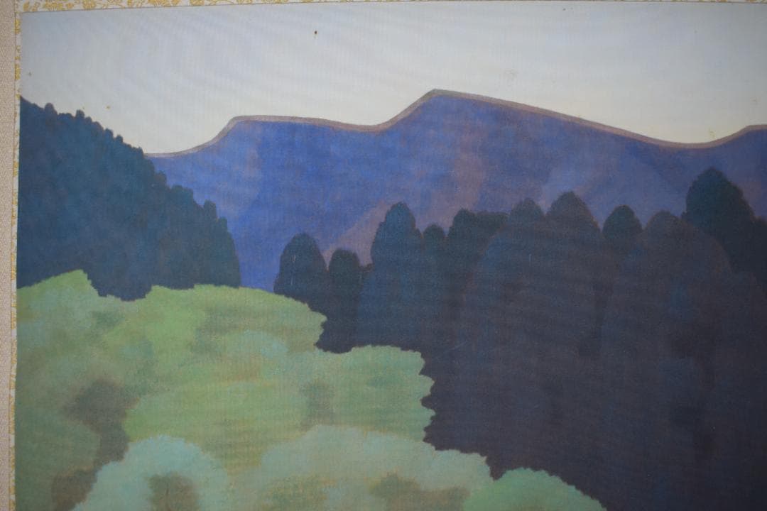 【真作】中瀬昴/夏晨/夏景湖山図/横物/掛軸☆宝船☆Y-769　JM