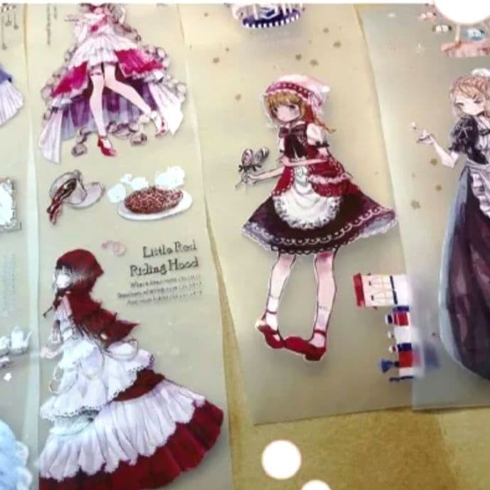 ✩のこり１✩J1080＃夢楽園(霧面PET)冷暖極切り売り海外人物マステ女の子