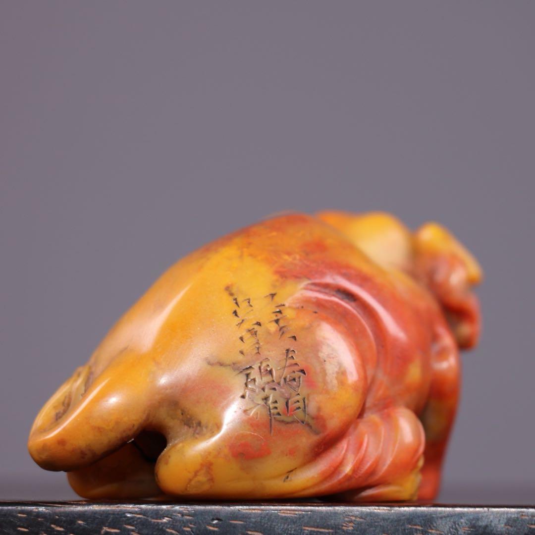 旧蔵　極細工彫刻　天然　寿山石 象　置物　古美術　美品　逸品　アンティーク