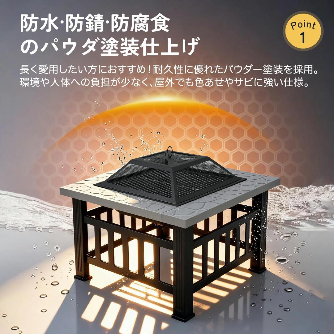 激安！【大理石調+ブラック】 屋外BBQ バーベキューコンロ Black