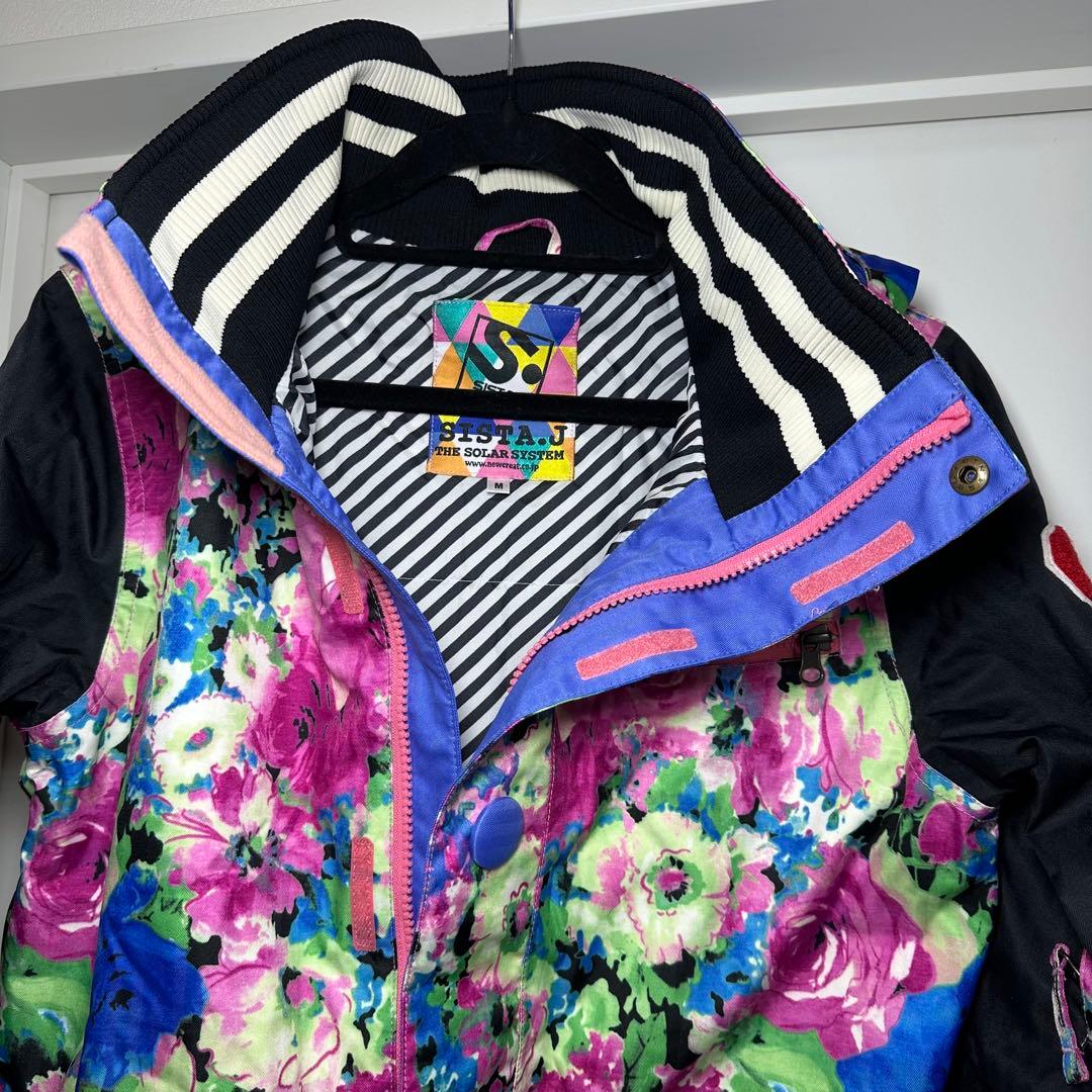美品☆人気 sista.J スノーボードウェア 上下セット 花柄 総柄 スノボー