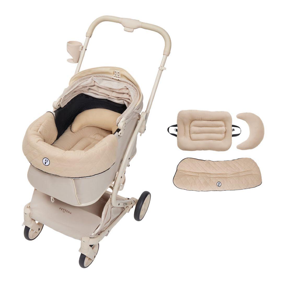 PETTENA MILOU クリームベージュ ペットカート+クッション3点セット