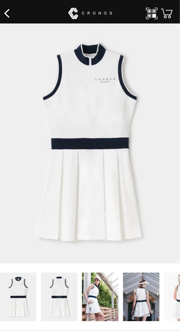 【ゆ】CRONOS レディースゴルフワンピース ホワイト/ネイビー新品