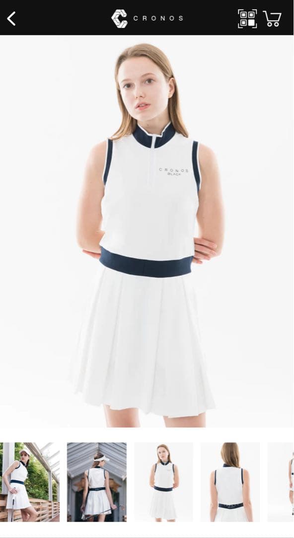 【ゆ】CRONOS レディースゴルフワンピース ホワイト/ネイビー新品