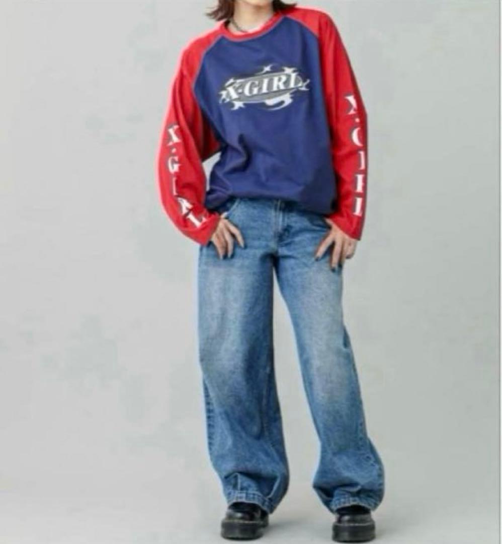 希少❗️【あいみょん着用】モデルX-girl ロンTネイビー長袖リンガーTシャツ