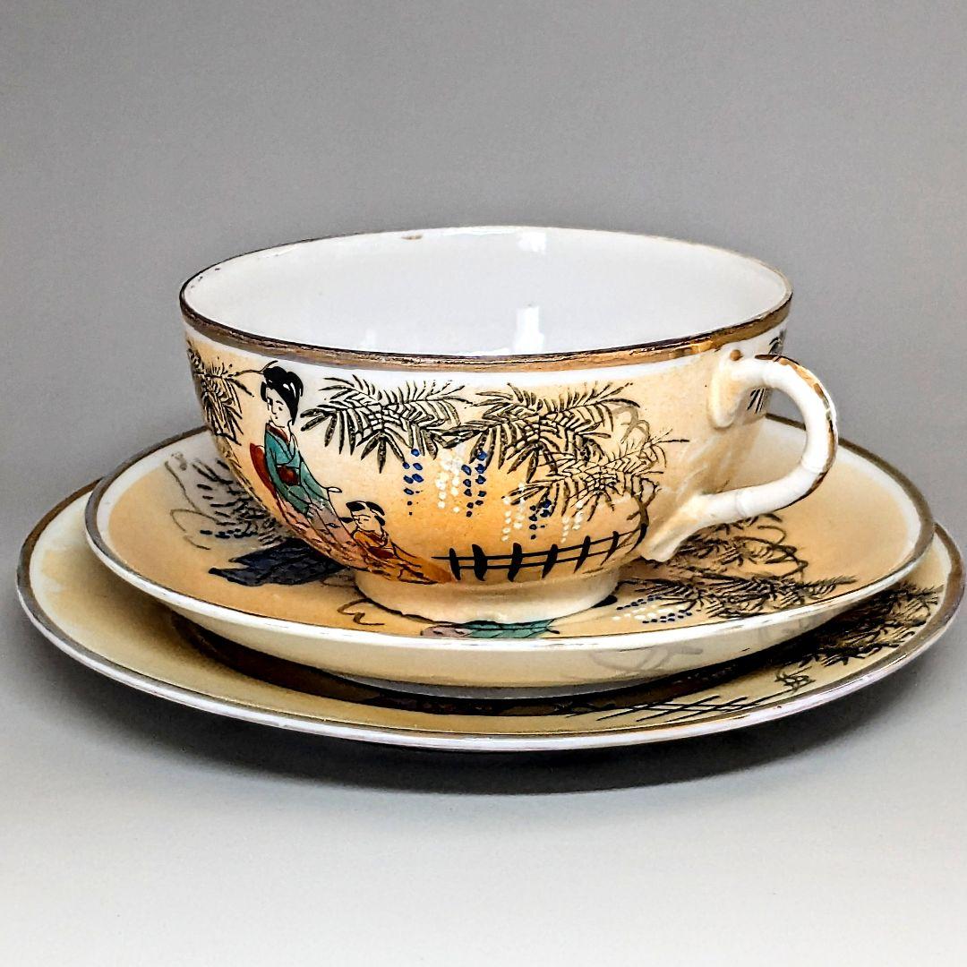 オールドニッポン 金彩白釉盛上装飾色絵風景紋様図 ＋オールドニッポン　銘 西田皿